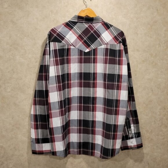 COEVALS CLUB Men's XXL Western Plaid Long Sleeve Pearl Snap Casual Rodeo Shirt - Picture 2 of 9